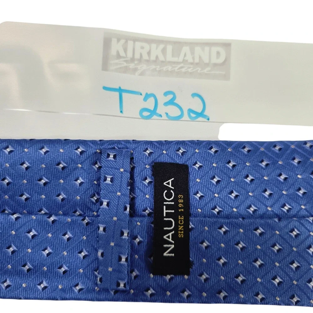 Nautica Mens Necktie Blue Gray Argyle Diamond Silk‎ Woven Classic Designer